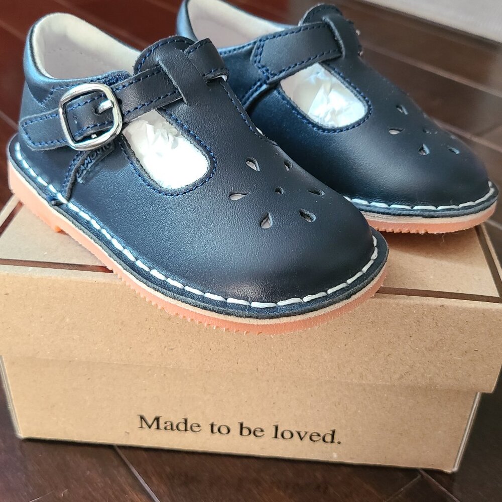 L'Amour Navy Leather Mary Jane Dress Shoes